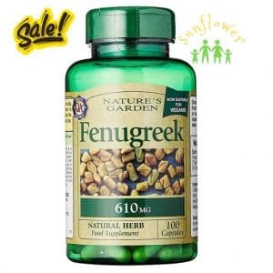 Cỏ cà ri lợi sữa Fenugreek 610mg Natures Garden 60 viên của Anh Quốc