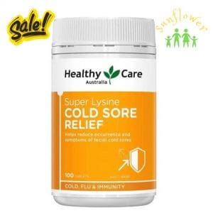 Super Lysine Cold Sore Relief Healthy Care 100 Viên của Úc chống cảm lạnh tăng đề kháng