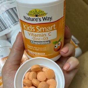 Vien nhai ngam bo sung Vitamin C Kem D3 cho tre Natures Way Kids Smart Vitamin C Zinc D3 75v